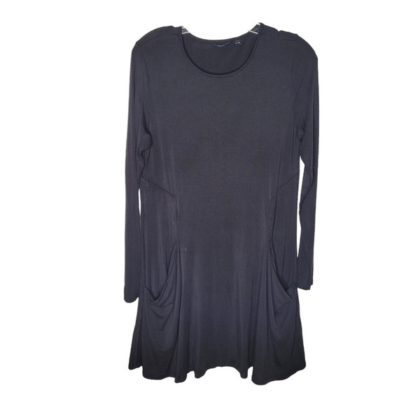 Betabrand Sweatshirt Travel Dress XS Black Long Sleeve Draped Pockets Stretch - Picture 1 of 6